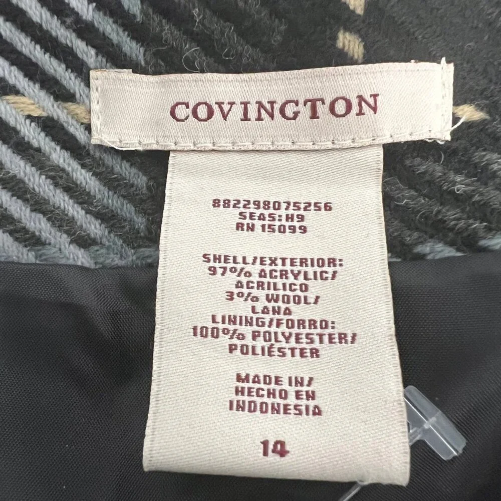 Covington Women’s Plaid Skirt Wool Blend Multicolor Size 14 New Zip